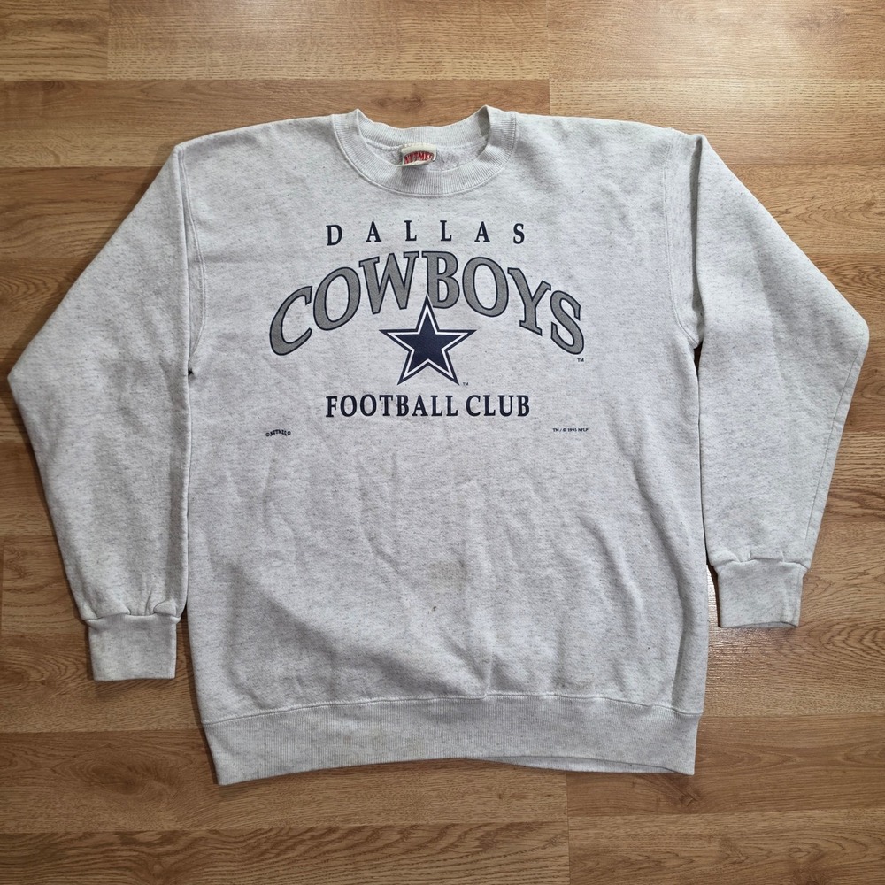 Nutmeg Mills Dallas Cowboys Sweatshirt Men L NFL Graphic Gray 1995 Made in USA
